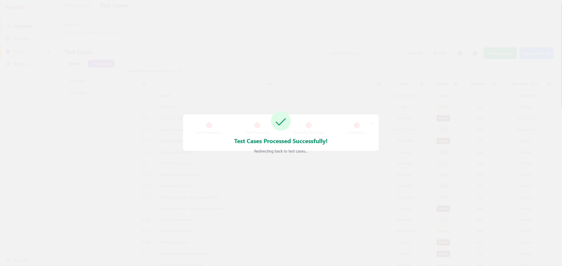 Success Message